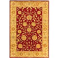 Handmade Heritage Kashan Burgundy/ Beige Wool Rug (5' x 8')