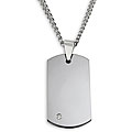 Men's Tungsten Carbide Diamond Dog Tag Necklace