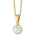 14k Gold Overlay CZ Bezel Solitaire Necklace