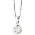 14k White Gold Overlay CZ Bezel Solitaire Necklace