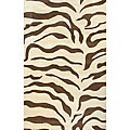 Alexa Zebra Animal Pattern Brown/ Ivory Wool Rug (7'6 x 9'6)