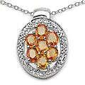 Sterling Silver Orange Sapphire Cluster Necklace