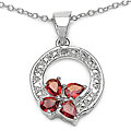 Sterling Silver Orange Sapphire and Diamond Necklace