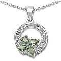 Sterling Silver Green Sapphire and Diamond Necklace
