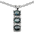 Sterling Silver 3/4ct Blue Sapphire and Diamond Necklace