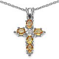 Sterling Silver Yellow Sapphire Cross Necklace