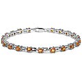 Sterling Silver Orange Sapphire Link Bracelet