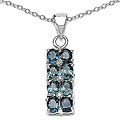Sterling Silver Blue Sapphire and Diamond Necklace