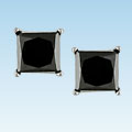 14k Gold 3/4ct TDW Princess Black Diamond Earrings