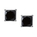14k Gold 1ct TDW Princess Black Diamond Earrings