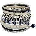 Bead and Bone Black and White 10-turn Round Bracelet (India)