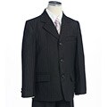 BJK Collections Boy's 6-piece Striped Black Suit