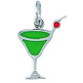 Sterling Silver and Enamel Apple Martini Charm