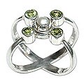 Sterling Silver 'Orbits' Pearl and Peridot Ring (Indonesia)