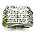 14k White Gold Overlay Men's CZ Channel Ring
