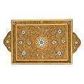 Painted 'Butterscotch Blossoms' Glass Tray (Peru)