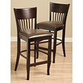Vera Leather and Wood Bar Chairs (Set of 2)