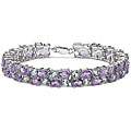 Sterling Silver Amethyst and Blue Topaz 2-row Bracelet