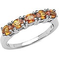 Sterling Silver Orange Sapphire 5-stone Ring