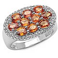 Silver Genuine Oval-cut Orange Sapphire Ring