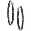 10k Gold 1/4ct TDW Black Diamond Hoop Earrings