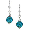 Charming Life Sterling Silver Teal Blue Art Glass Earrings