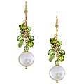 Charming Life Goldfill White Coin Pearl and Peridot Fringe Earrings