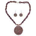 Sterling Silver 'Scarlet Galaxy' Garnet Jewelry Set (India)