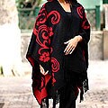 'Strawberry Blossom' Alpaca Wool Reversible Ruana Cloak (Peru)