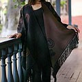 'Mocha Blossom' Alpaca Wool Reversible Ruana Cloak (Peru)