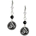 Charming Life Silverplated Onyx Om Charm Earrings
