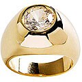 14k Yellow Gold Overlay 'Gypsy' CZ Solitaire Ring