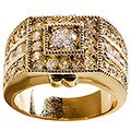 14k Yellow Gold Overlay 'Sparkler' CZ Men's Ring