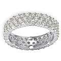 14k White Gold Overlay 3-row CZ Eternity Band