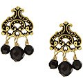 Charming Life Goldplated Pewter Onyx Chandelier Earrings