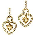 Glitzy Rocks 18k Goldplated Silver Citrine and CZ Heart Earrings