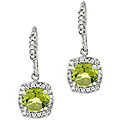 Glitzy Rocks Sterling Silver Peridot and CZ Dangle Earrings