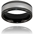 Men's Tungsten and Ceramic Polished Black Inlay Ring (8 mm)