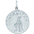 Sterling Silver Confirmation Girl and Bishop Disc Charm