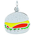 Sterling Silver Enamel Fast Food Hamburger Charm