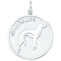 Sterling Silver Greyhound Dog Round Disc Charm
