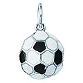 Sterling Silver 3D Black and White Enamel Soccer Ball Charm