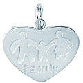 Sterling Silver Heart With Family (Father, Mother and Son) Charm