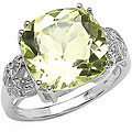 Lemon Topaz and Diamond Silver Ring