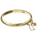 Caribe Gold 14k over Sterling Silver Polished Heart Charm Baby Bangle