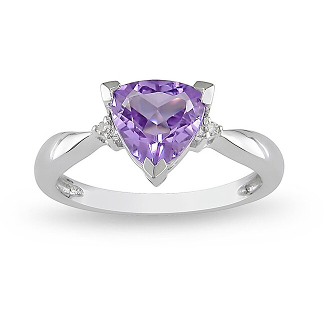 10k Gold Trillion Amethyst and Diamond Accent Ring