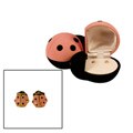 14k Gold Pink Ladybug Child's Earrings