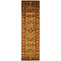 Free indicative article on rug Rust Handmade Taj Mahal Green/ Rust Wool Rug (2'3 x 10')