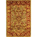 Handmade Taj Mahal Green/ Rust Wool Rug (2' x 3')