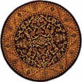 Handmade Taj Mahal Burgundy/ Gold Wool Rug (6' Round)